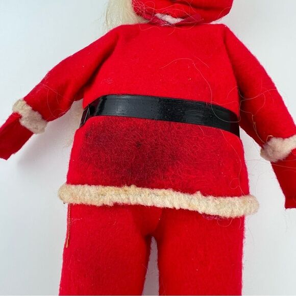 Vintage Mid Century  1950s Santa Claus Rubber Face Felt Suit  9” - Picture 7 of 9